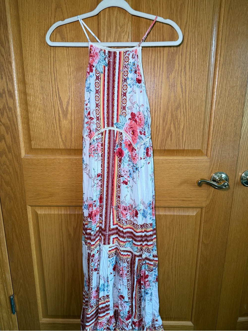 Xhilaration Floral Boho Maxi Dress Size Small Halter High Neck